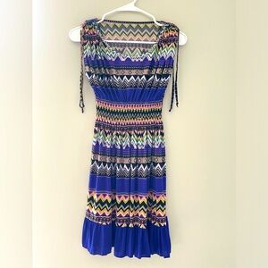 Women’s Vintage Purple Chevron Zig Zag Stripe Retro Dress XL - XXL